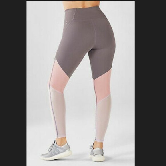 Fabletics Salar Mesh PowerHold gray pink white leggings - Picture 1 of 5